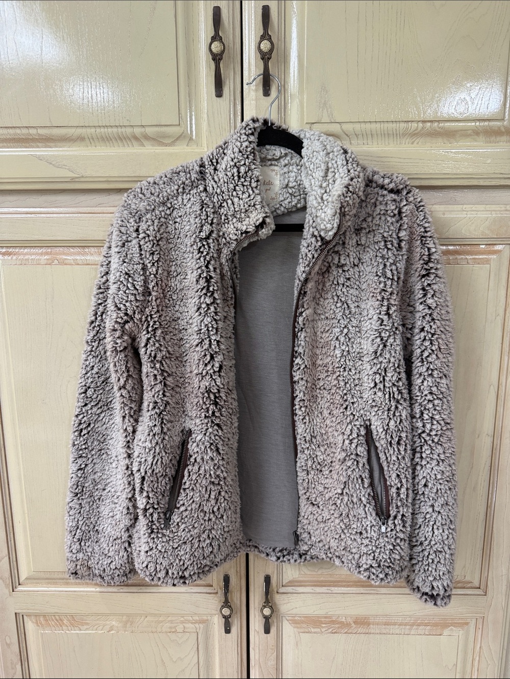 Altar'd State Taupe Sherpa Teddy Jacket
